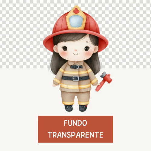 Kit Digital Bombeiros Cute Aquarela Premium Png #02 Sd
