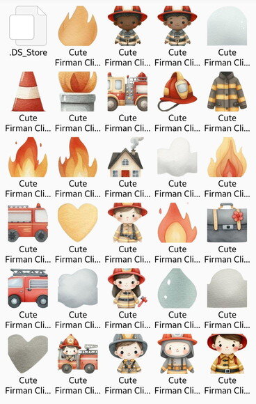 Kit Digital Bombeiros Cute Aquarela Premium Png #02 Sd
