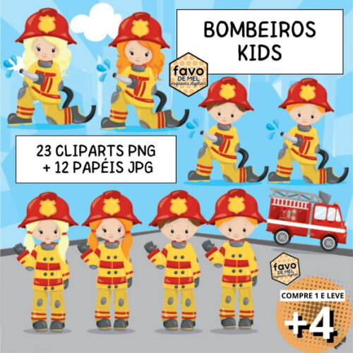 Kit Digital Bombeiros Scrapbook Png #06 (pague 1 Leve +4)