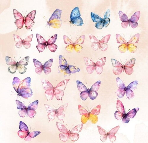 Kit Digital Borboletas Aquarela - Watercolor Butterflies