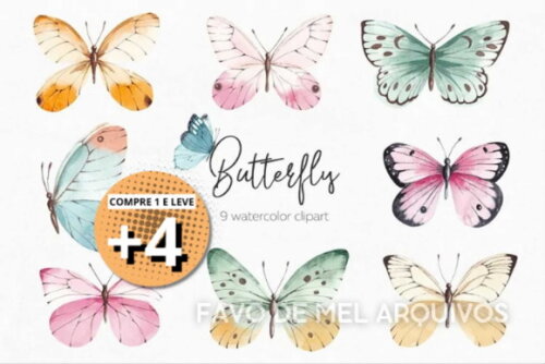 Kit Digital Borboletas Aquarela #8
