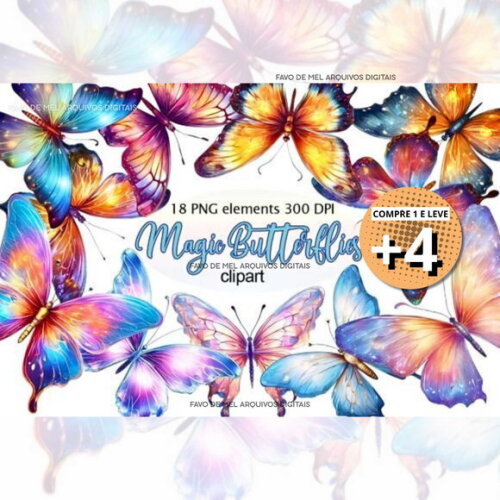 Kit Digital Borboletas Aquarela #7 (pague 1 Leve +4) Png