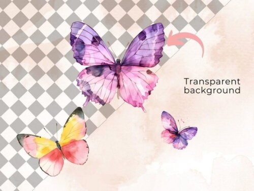 Kit Digital Borboletas Aquarela - Watercolor Butterflies