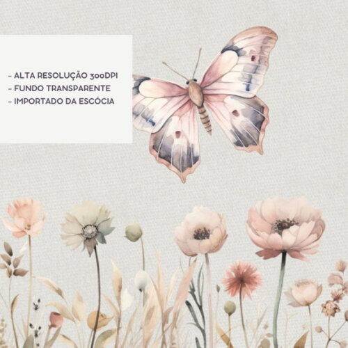 Kit Digital Borboletas Boho Aquarela - Dreamy Butterfly