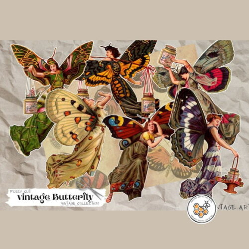 Kit Digital Borboletas Premium - Vintage Butterfly