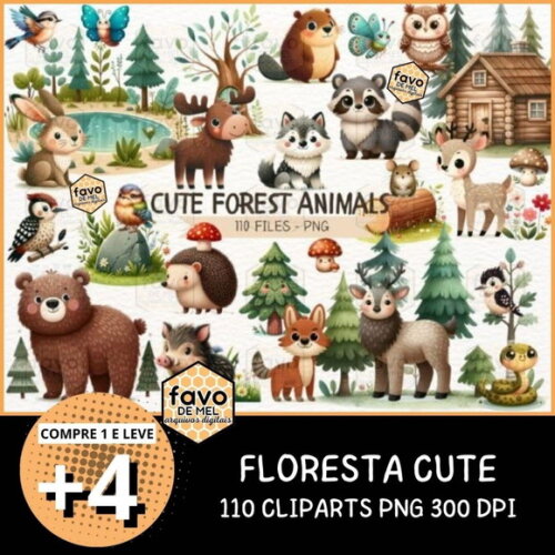 Kit Digital Bosque #17 Floresta Cute (nca)