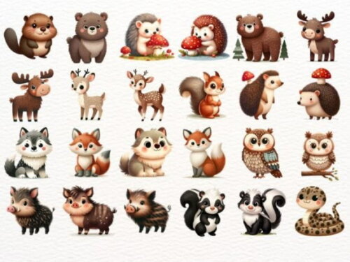 Kit Digital Bosque #17 Floresta Cute (nca)