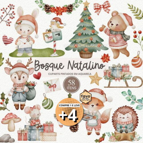Kit Digital Bosque #23 Bosque Natalino Aquarela
