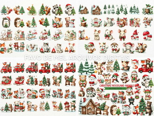 Kit Digital Bosque #37 Bosque Natalino Aquarela Png