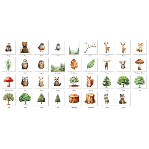 Kit Digital Bosque Aquarela #04 Woodland Animals (kd)