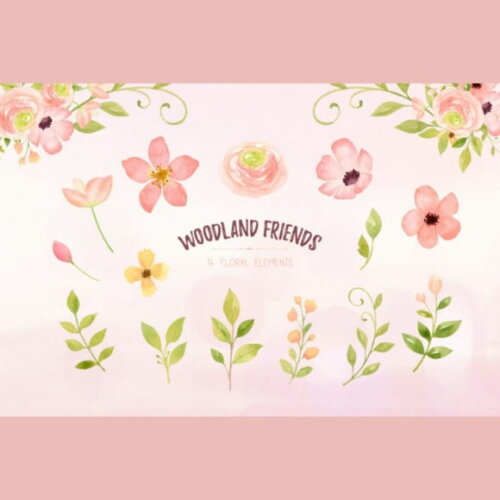 Kit Digital Bosque Aquarela #08 Woodland Friends