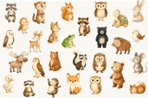 Kit Digital Bosque Aquarela #33 Png
