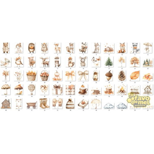 Kit Digital Bosque Aquarela #48 - Bosque de Outono