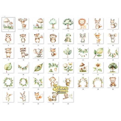 Kit Digital Bosque Aquarela #49