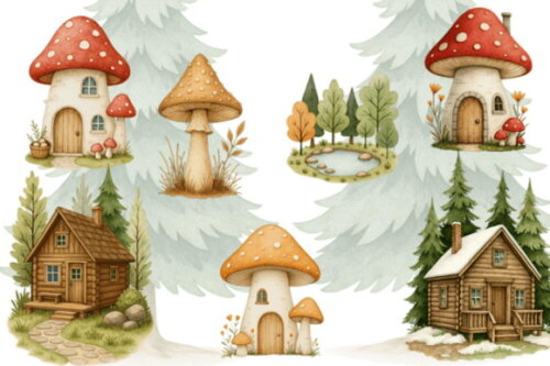 Kit Digital Bosque Baby Boho Aquarela #34 Png Premium