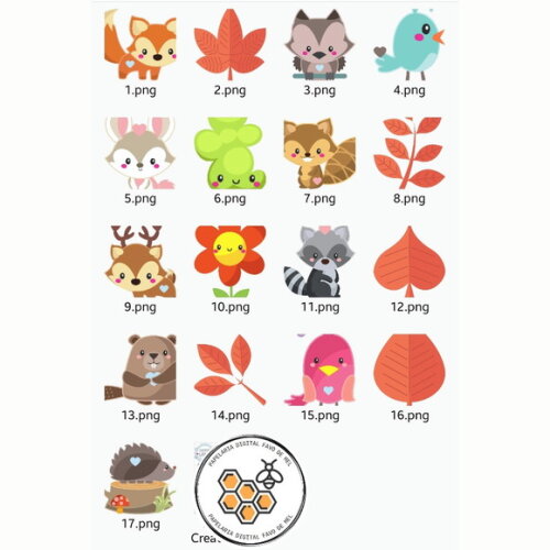 Kit Digital Bosque Cute #01 - Woodland Creatures