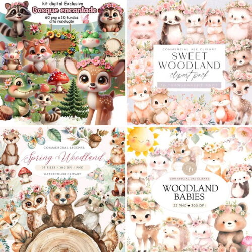 Kit Digital Bosque Encantado - Pack com 12 Kits Digitais