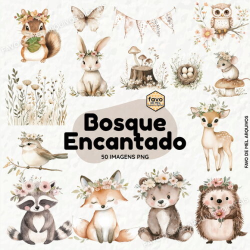 Kit Digital Bosque Encantado Aquarela