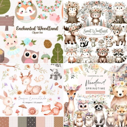 Kit Digital Bosque Encantado - Pack com 12 Kits Digitais