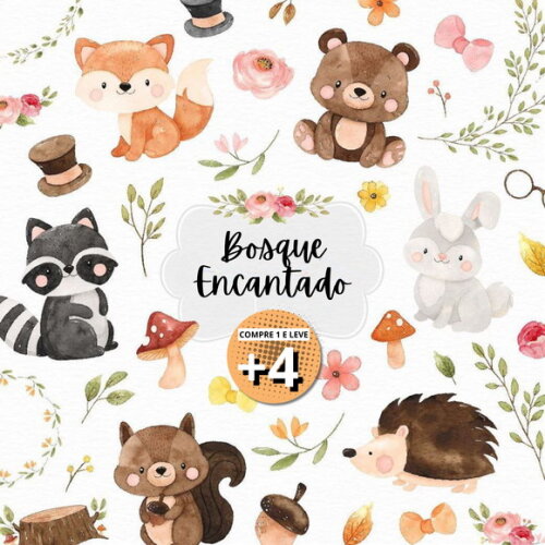 Kit Digital Bosque Encantado Aquarela #46