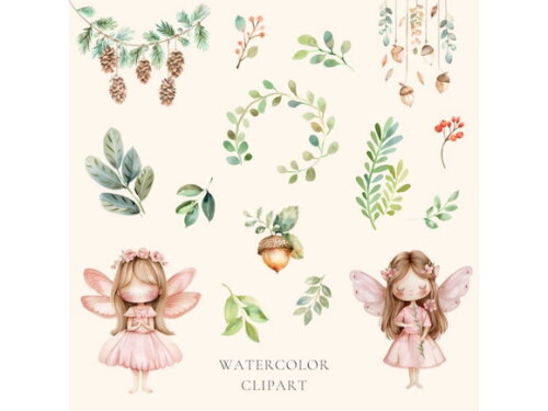 Kit Digital Bosque Encantado Aquarela Png #26