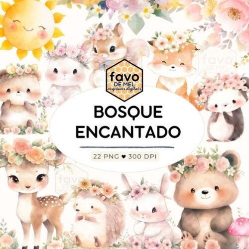 Kit Digital Bosque Encantado Floral Premium- Woodland Babies