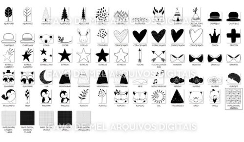 Kit Digital Bosque Minimalista Preto e Branco Png