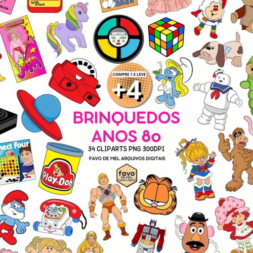 Kit Digital Brinquedos Anos 80 Png (pague 1 Leve +4)