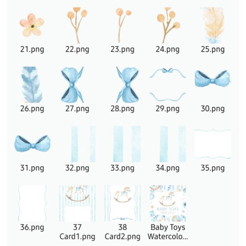 Kit Digital Brinquedos Menino Aquarela - Baby Toys Premium