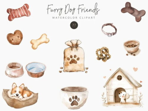 Kit Digital Cachorros Aquarela - Doguinhos Pet