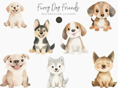 Kit Digital Cachorros Aquarela - Doguinhos Pet