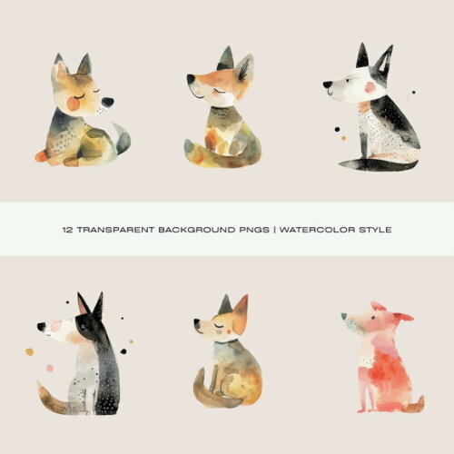 Kit Digital Cachorros Aquarela - Quirky Dogs