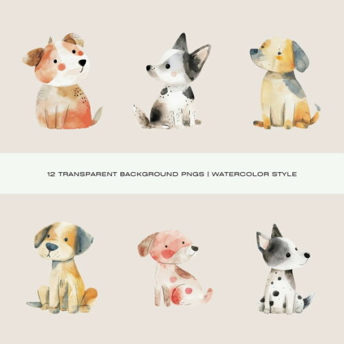 Kit Digital Cachorros Aquarela - Quirky Dogs