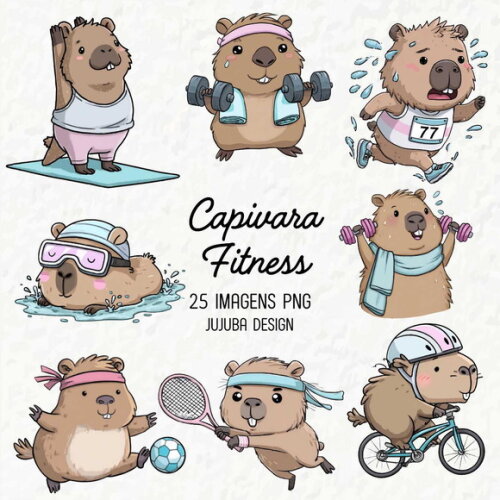 Kit Digital Capivara Fitness Png