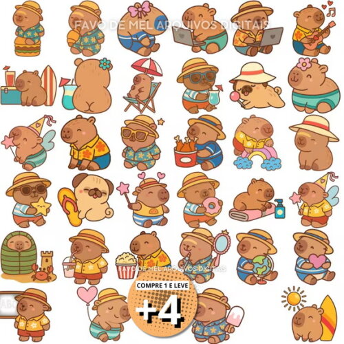 Kit Digital Capivara Verão #13 Png
