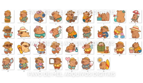 Kit Digital Capivara Verão #13 Png