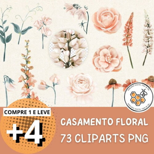 Kit Digital Casamento Boho Floral Png (pague 1 Leve +4)