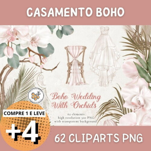 Kit Digital Casamento Boho Orquídeas - Boho Wedding