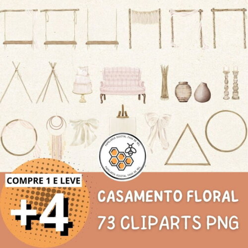 Kit Digital Casamento Boho Floral Png (pague 1 Leve +4)