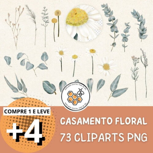 Kit Digital Casamento Boho Floral Png (pague 1 Leve +4)