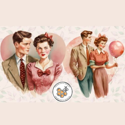 Kit Digital Casal Namorados Vintage Retrô