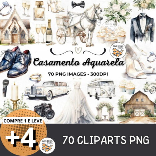 Kit Digital Casamento Noivos Aquarela - Wedding (artfs)