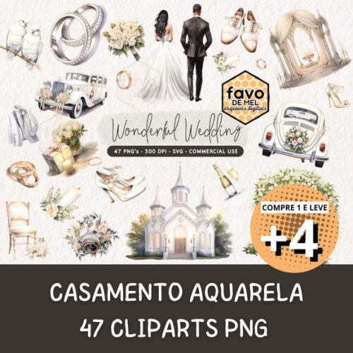 Kit Digital Casamento Noivos Aquarela - Wedding (kd)