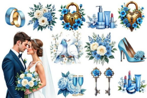 Kit Digital Casamento Noivos Aquarela #11 (pague 1 Leve +4)