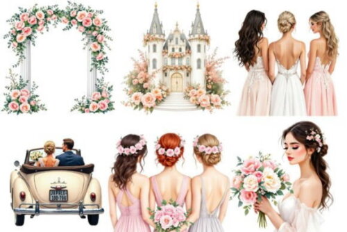 Kit Digital Casamento Noivos Aquarela #12 (pague 1 Leve +4)
