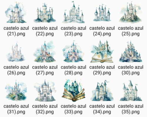Kit Digital Castelo Azul Aquarela