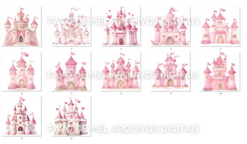 Kit Digital Castelo Rosa Aquarela #2