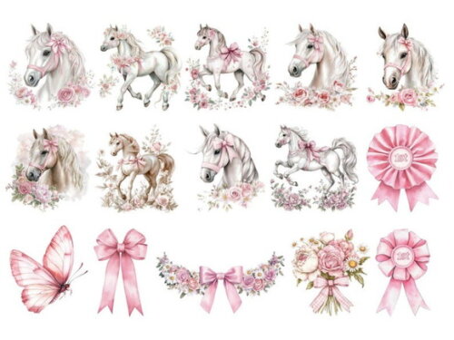 Kit Digital Cavalos e Laços Rosa Country Boiadeira Aquarela