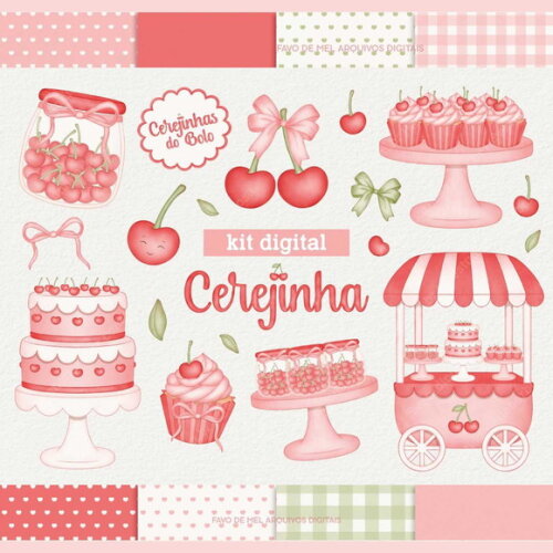 Kit Digital Cerejinha Aquarela #3 Png Jpg
