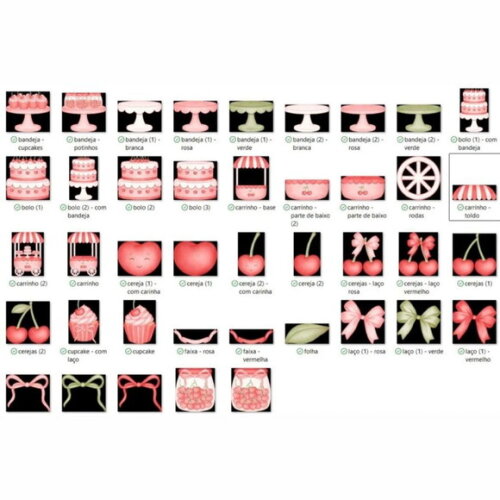 Kit Digital Cerejinha Aquarela #3 Png Jpg